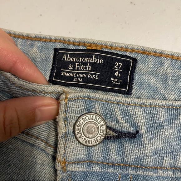 ABERCROMBIE & FITCH SIMONE HIGH RISE STRAIGHT JEANS, distressed crop sz 27/ 4 - Picture 5 of 8